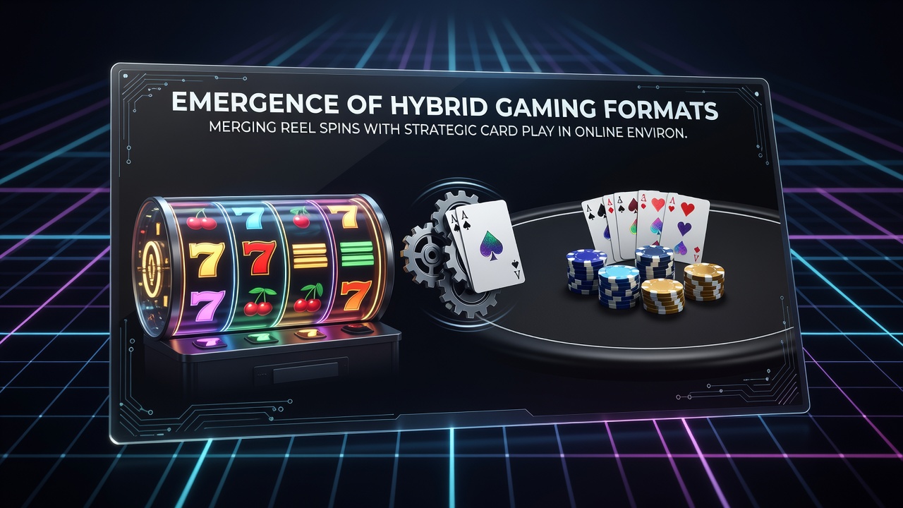 Online platform screen showing merged reel and card gameplay elements